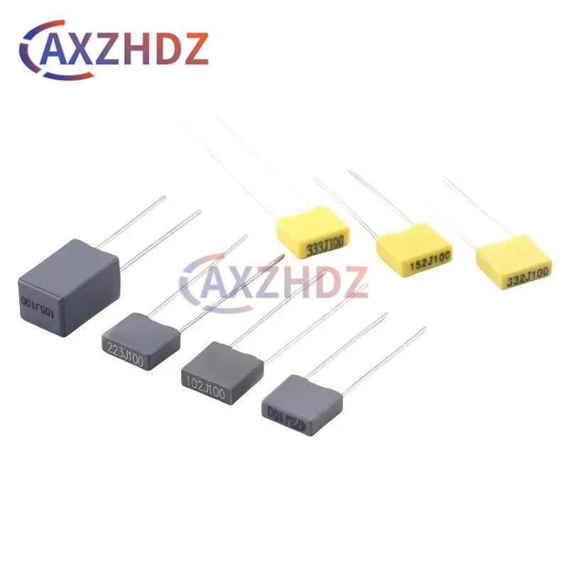 20PCS 100V Polypropylene Safety Plastic Film 1nF - 470nF 10nF 22nF 47nF 100nF 220nF 330nF 0.1uF 1uF 104J Correction Capacitor