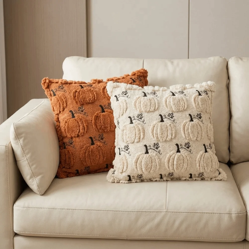 45 cm Halloween Pillow Covers Soft Decorative Pumpkin Embroidery Cushion Case Fall Pumpkin Decorated Pillowcase Living Room