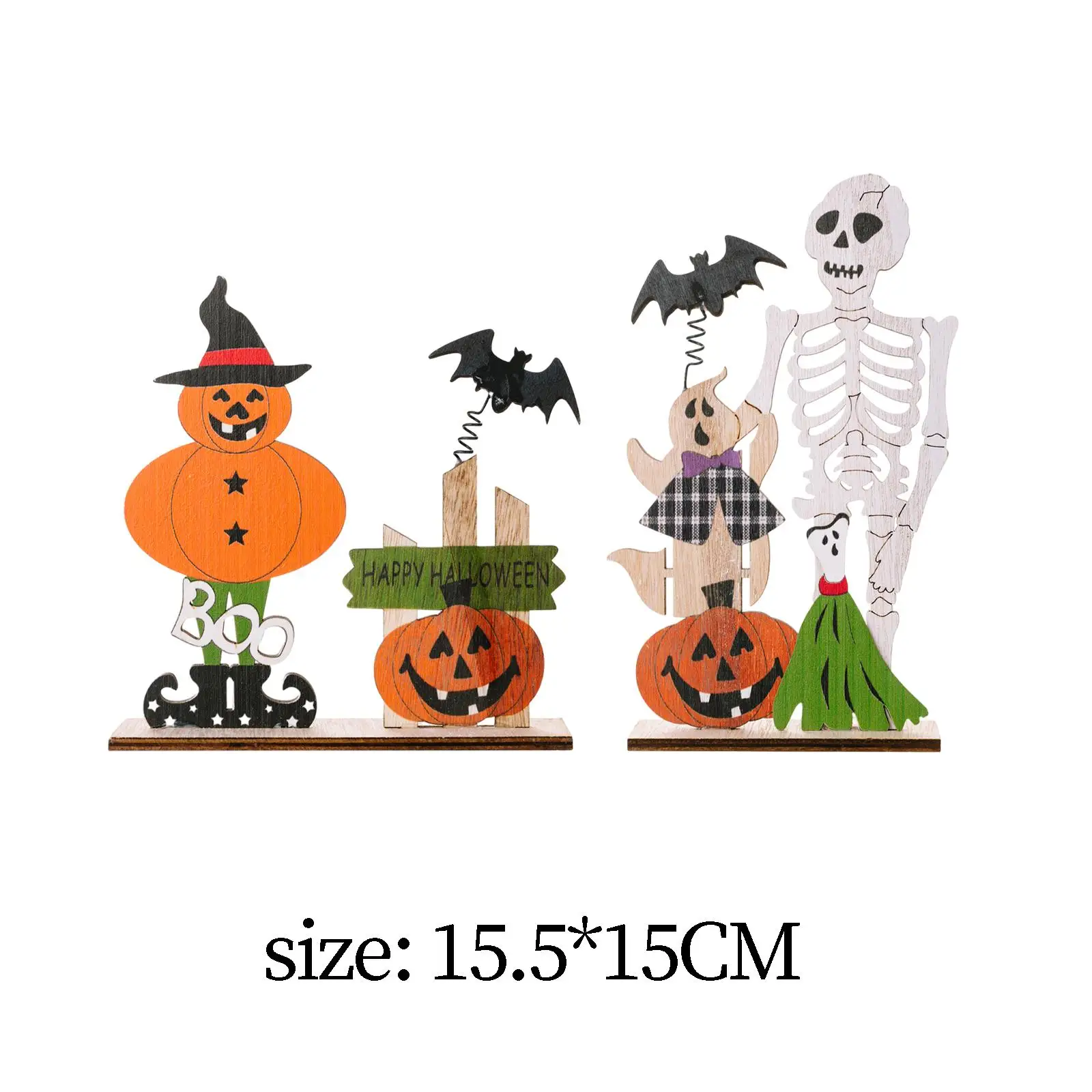 Halloween Wooden Table Centerpieces Multipurpose Sturdy with Bat Pumpkins Ghost Skull for Halloween Party Supplies