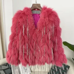 OFTBUY New Fashion Winter Warm Fur Women Coats Tassels Natural Fox Fur Coat Thick Jackets Hot Sales New Real Fox Fur Jackets