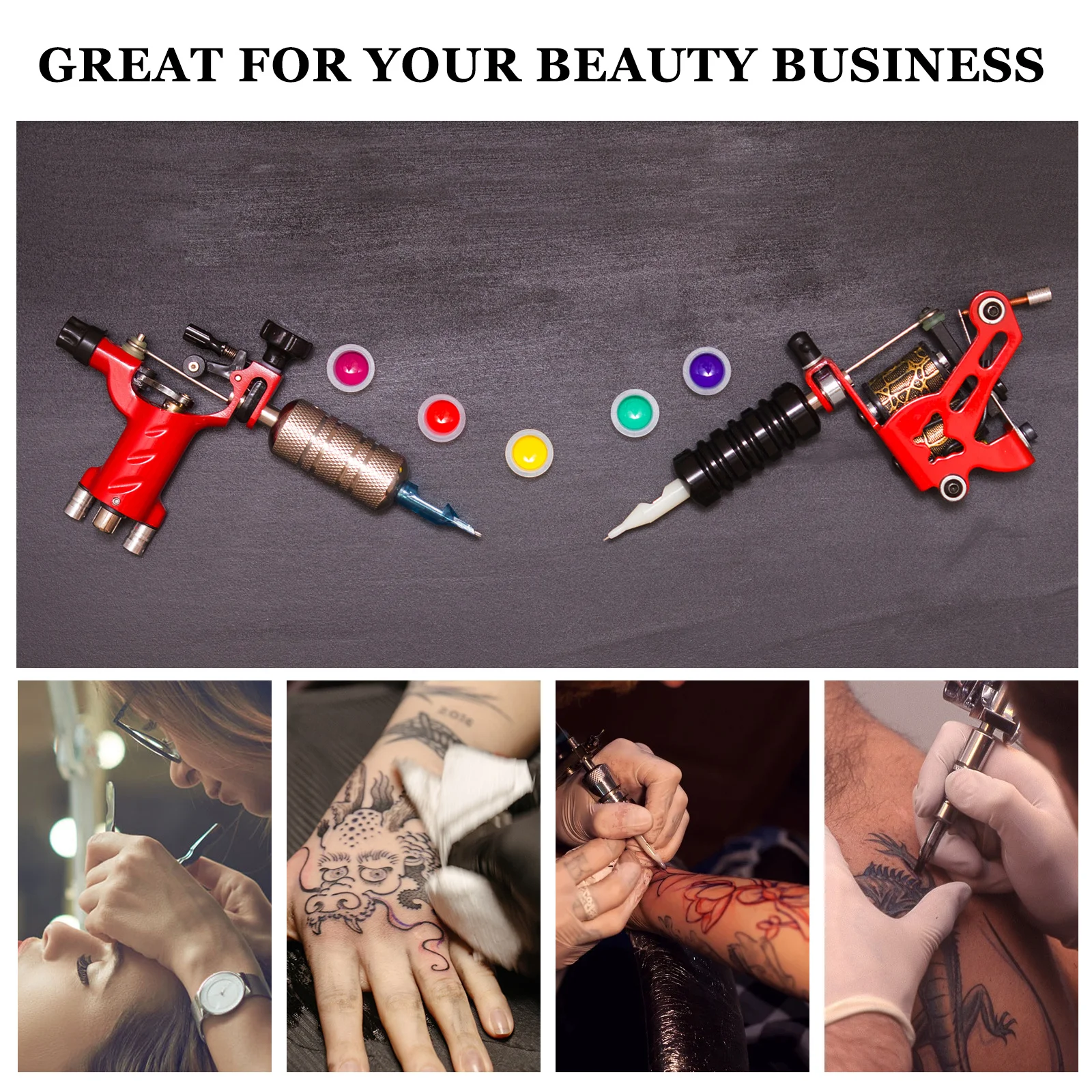 

100 шт. прозрачных пластиковых стаканчиков для чернил, держателей для пигмента для тату, герметичных стаканчиков с широким краем для хранения красителей и жидкостей, идеально подходят для татуировок