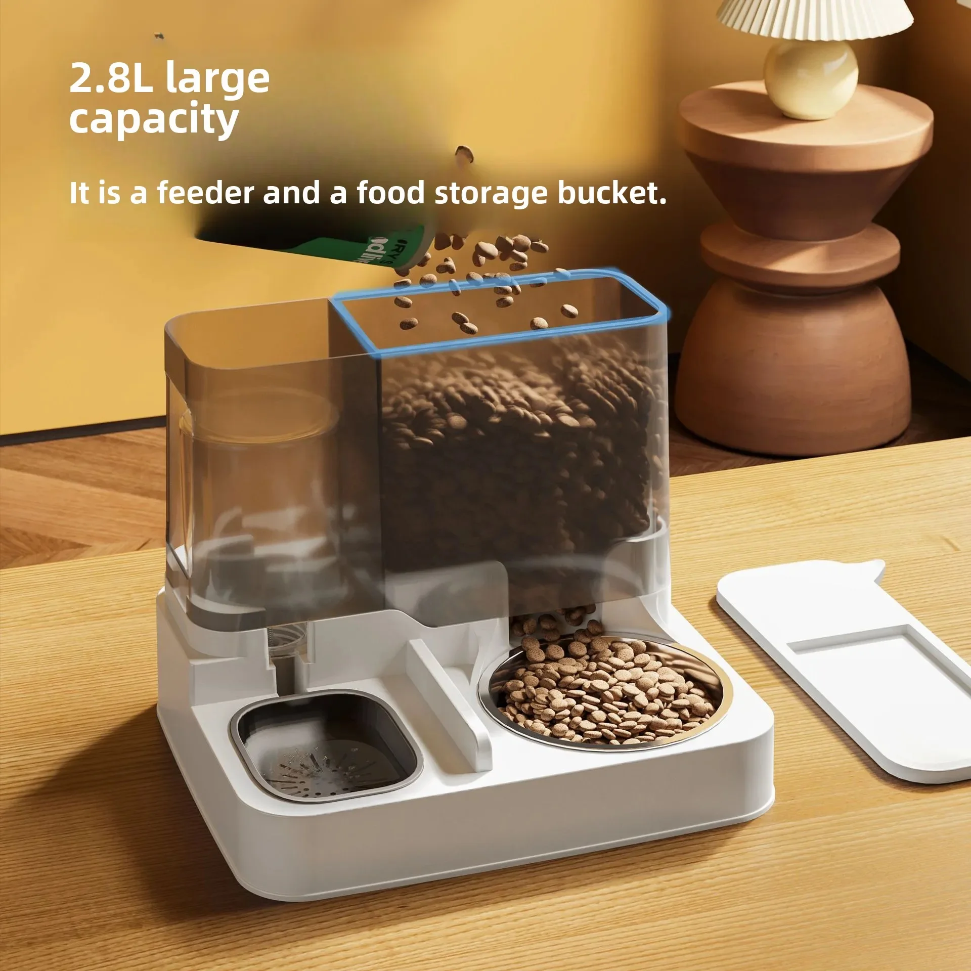 Dog feeder pet automatic feeder dog bowl water dispenser integrated cat food basin ceramic cat drinking water dog food container image 5