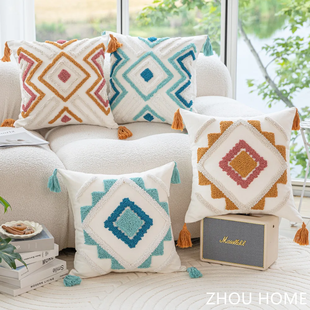 

Nordic plant leaf tufted cushion cover