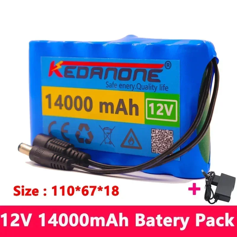 

Original 18650 3S2P 12V 14000mah Li-ion Battery Rechargeable DC 12.6 V 14Ah CCTV, Camera Monitor Spare Battery Pack+ Charger