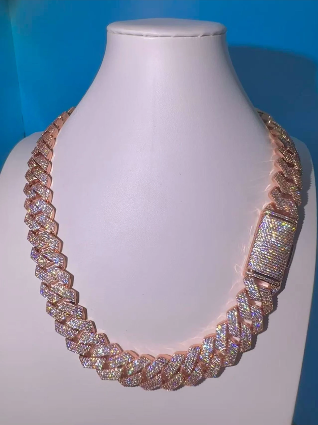 20mm4 rows diamond buckle light luxury hip hop cuban neck chain miami classic version, halloween thanksgiving gift