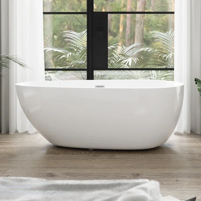 

to Thin-edged Small Apartment Integrated Independent Bathtub Household Adult Egg-shaped Acrylic Bathtub 1.3m-1.7m.