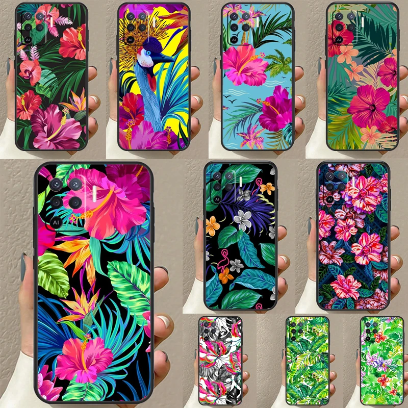 Tropical aloha Hibiscus  pattern Case For OPPO A54 A74 A94 A83 A91 A93 A5 A9 A31 A53 2020 A15 A52 A72 Find X5 X3 Pro Cover