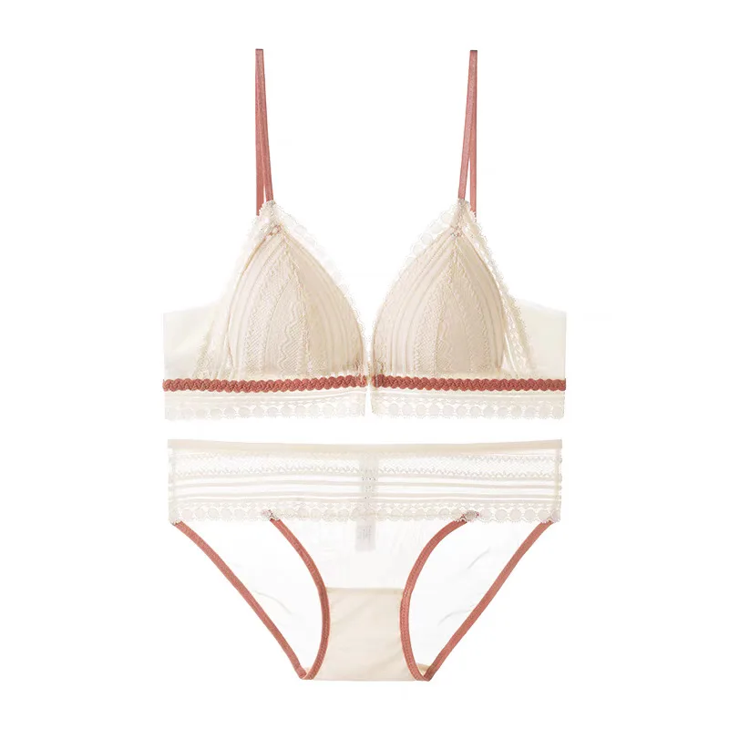 Front Buckle Push Up Lingerie Small Young Girl Intimates Lace Wireless Thin Cup Women U Beautiful Back Bra And Panty Underwear