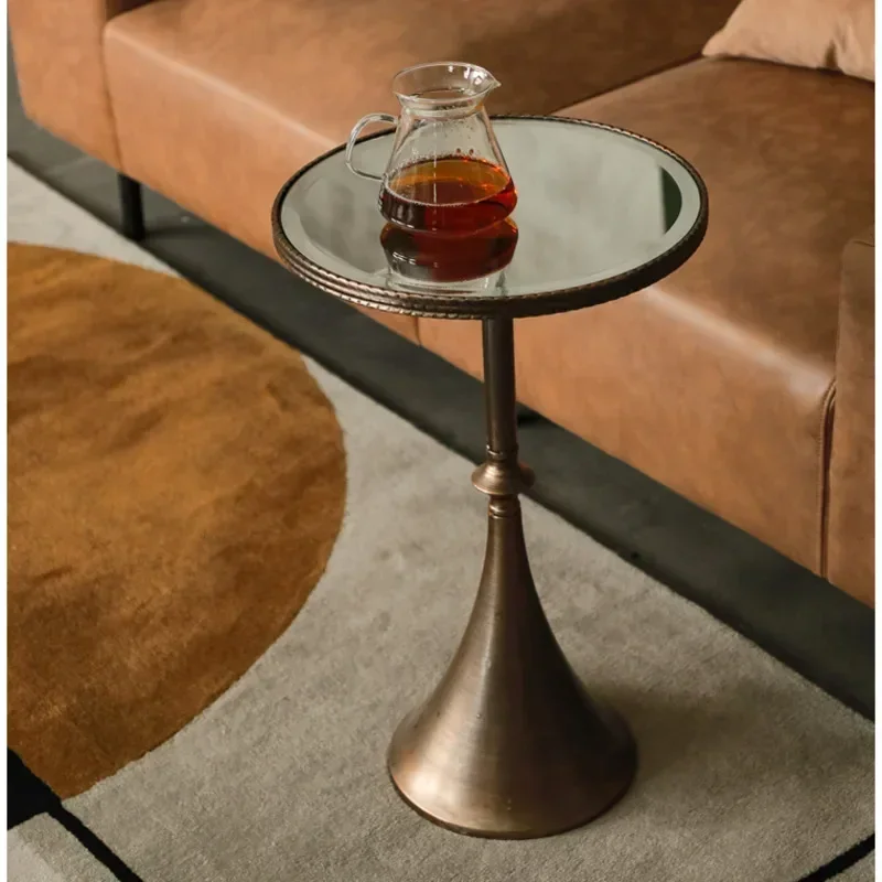 Light Luxury Retro Coffee Table Mirror Glass Home Furniture Nordic Designer Tea Table Living Room Sofa Side Tables