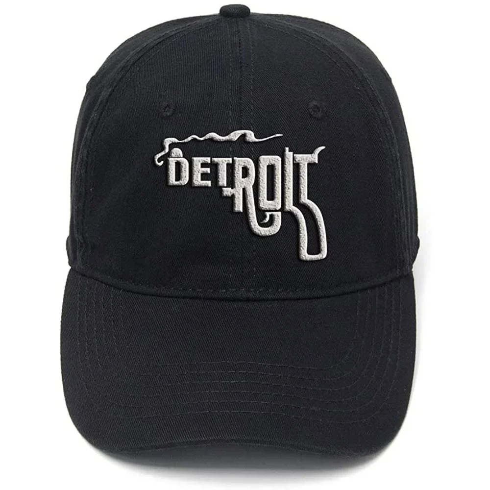 Lyprerazy Detroit City Washed Cotton Adjustable Men Women Unisex Hip Hop Cool Flock Printing Baseball Cap