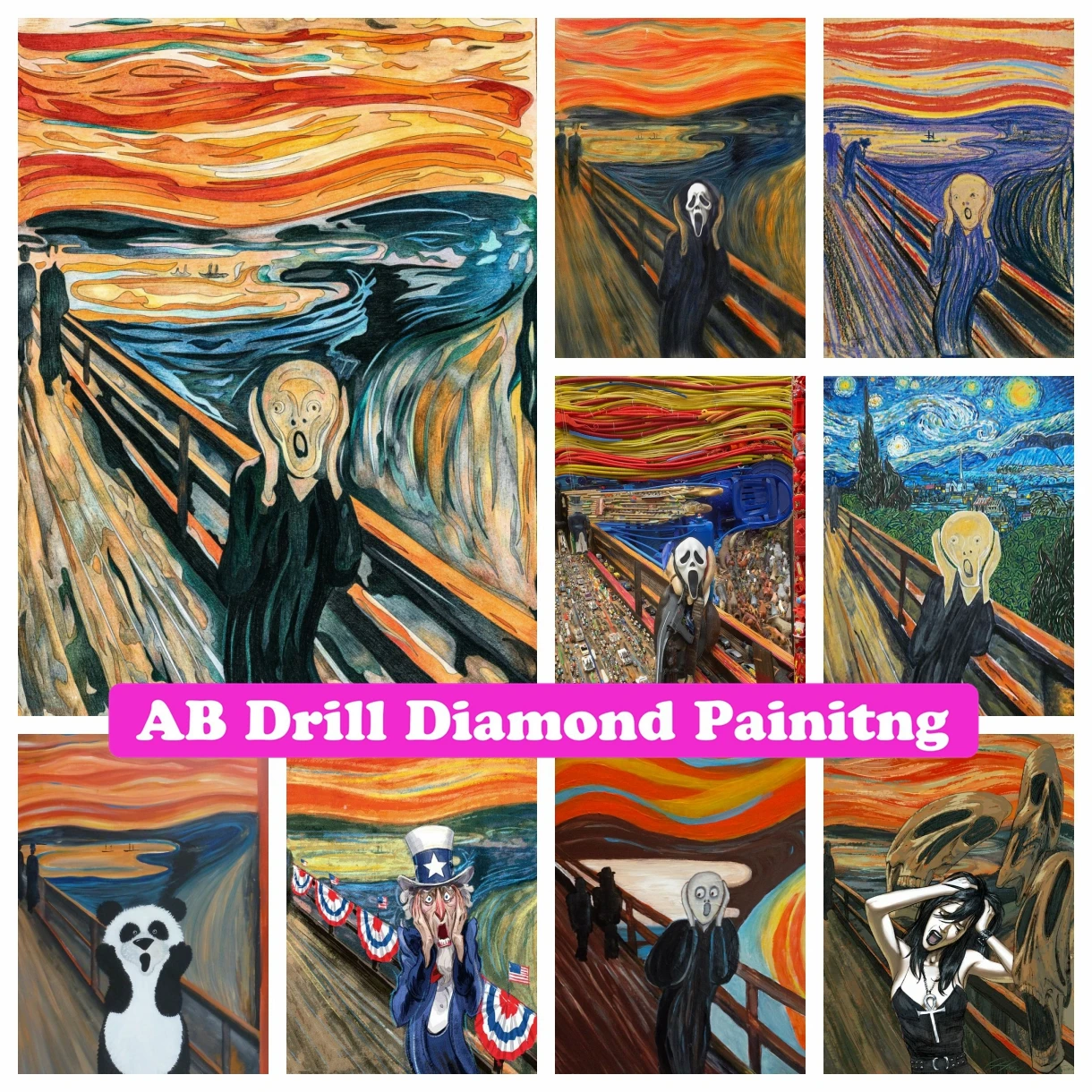 

Famous The Scream Edvard Munch 5D DIY AB Drills Diamond Painting Embroidery Cross Stitch Artwork Rhinestone Mosaic Home Decor