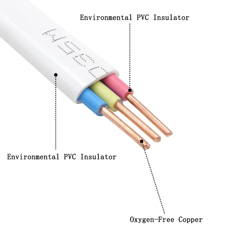 1 Metrer BVVB Pure Copper Single Core PVC Insulatoin Wire 1 1.5 2.5 4 6mm 2 3 Cores Copper Sheathed Wire White