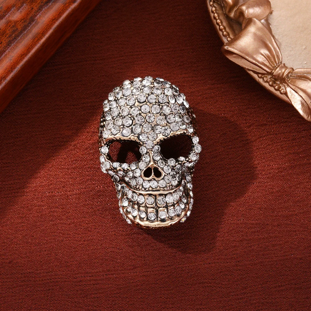 Fashion Exaggerated Flower Skull Transparent Material Brooches Women Metal Badge Jewelry For Party Banquet