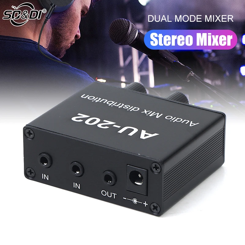 

Стереомикшер, аудиораспределитель для наушников, внешний усилитель мощности, независимое управление громкостью, DC5-19V, 2 входа, 2 выхода, AU 202