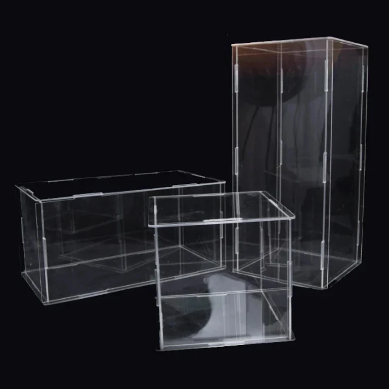 1pc caixa de exibição de acrílico transparente para bonecas de brinquedo, colecionáveis, montagem caixas de armazenamento à prova de poeira caminhões de carro vans vitrine cabint