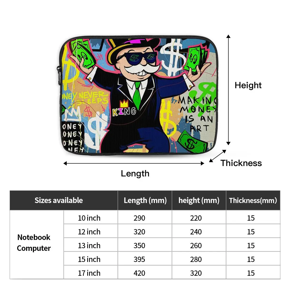 Monopoly Man Holding Money - Pop Art  Case Pouch 10 12 13 15 17 Inch For Macbook Air Pro Tablet Shockproof Case Bag