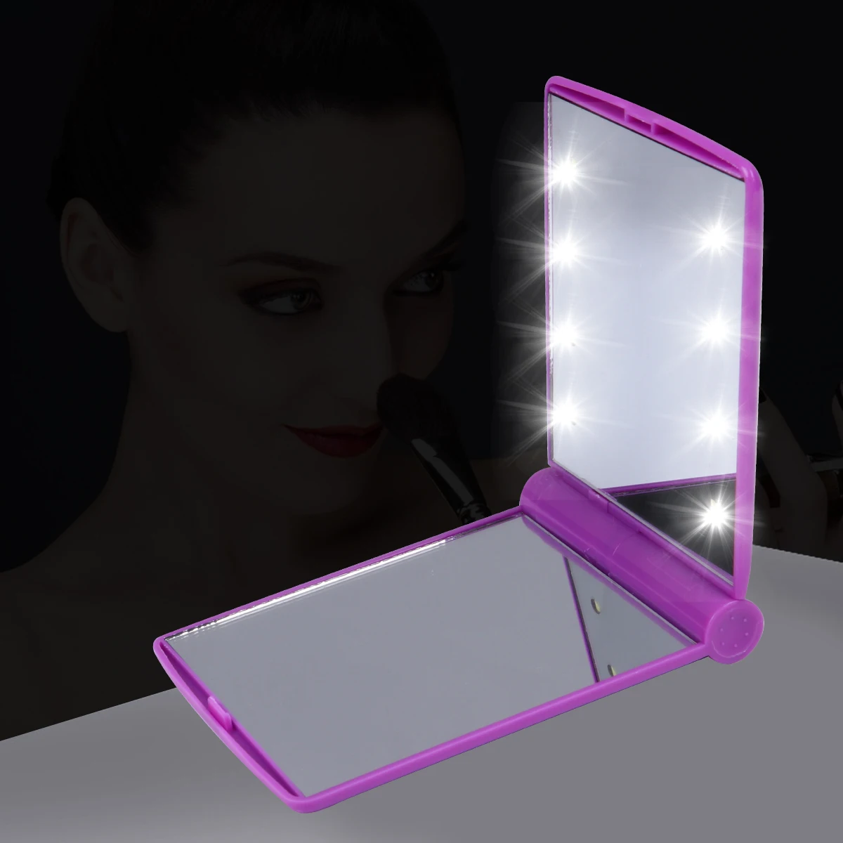 

Foldable LED Lighted Makeup Mirror Dual-Sided Portable Design Perfect for Travel and on-The-Go Touch-Ups Pocket Mirror for Women