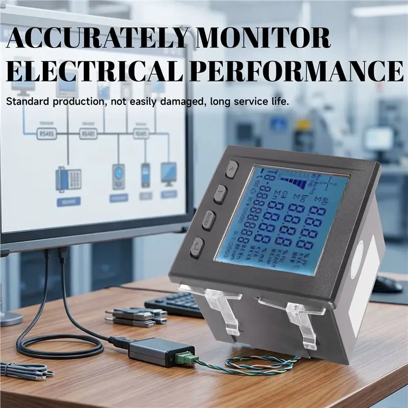 A69ELCD Display 3 Phase Power Meter Short Case Ampere Voltage Kwh Watt Var Power Factor Frequency Multifunction Meter