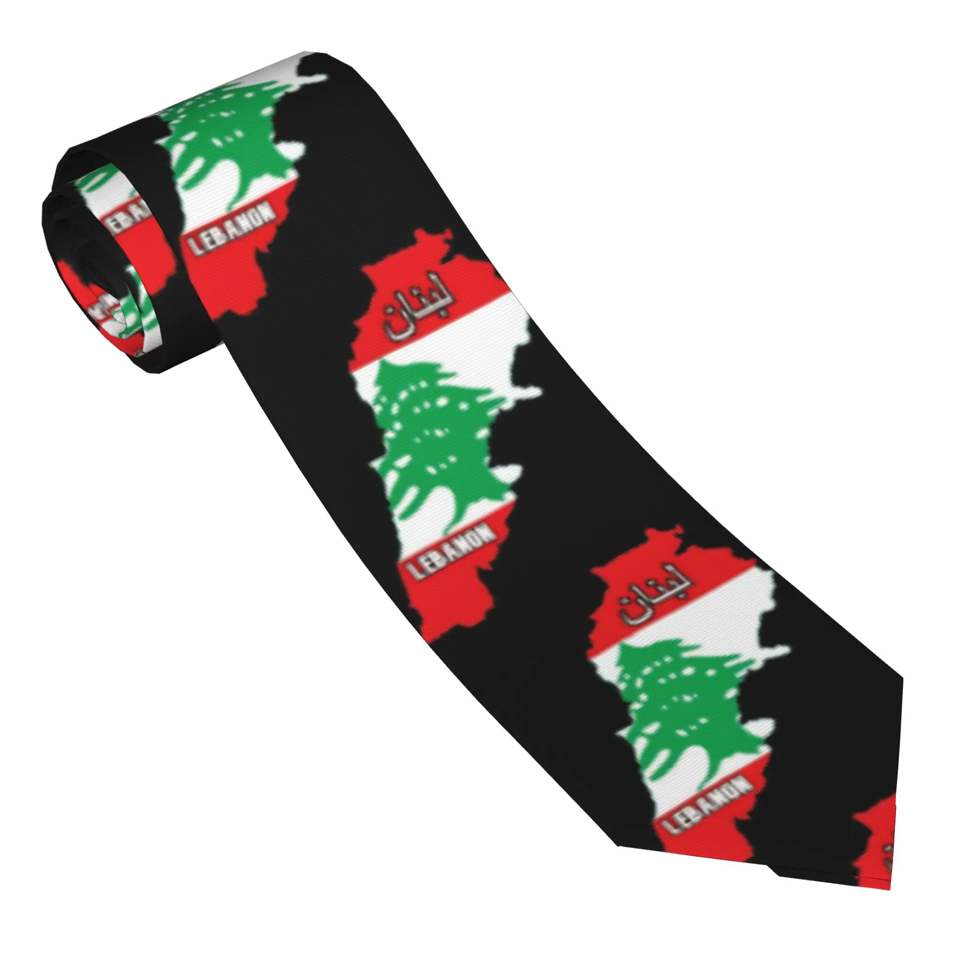 Lebanon Map And Flag Tie  Wedding Neck Ties Kawaii Funny Neck Tie For Men Custom Collar Tie Necktie Birthday Gift
