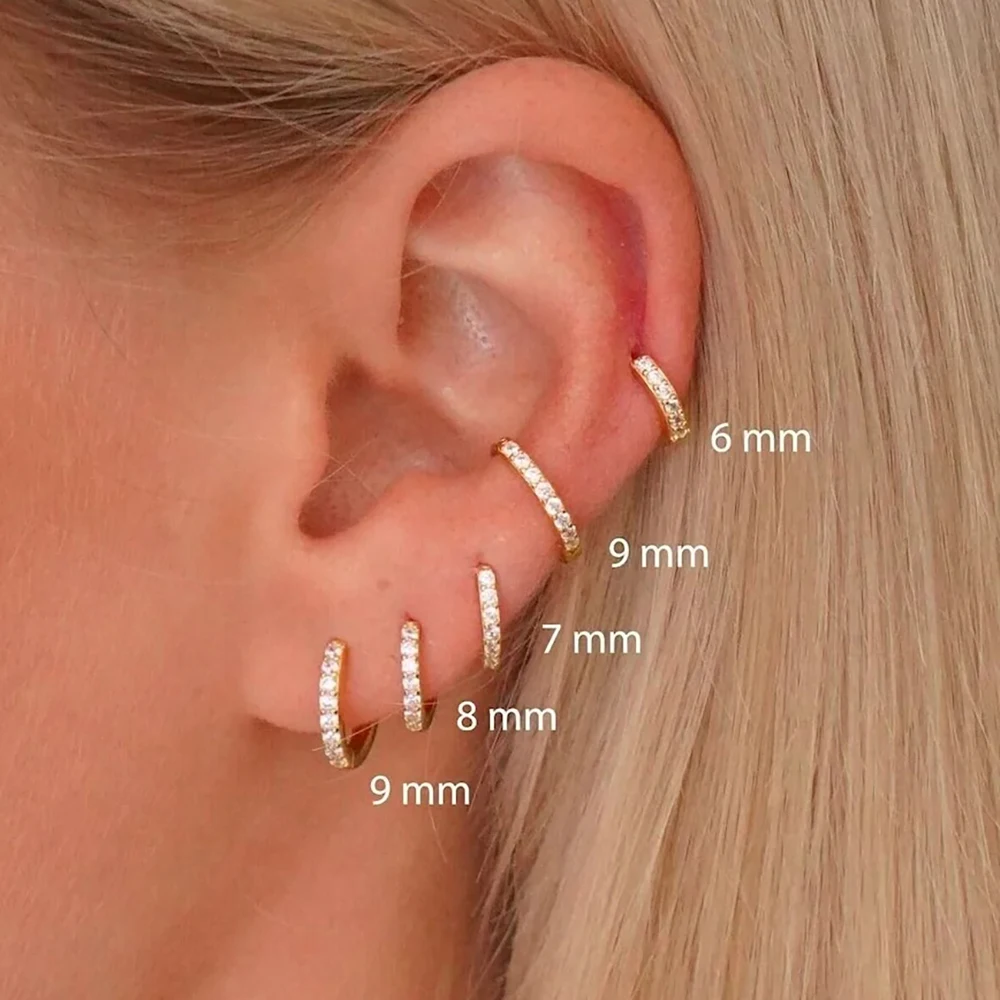 1 Pair Stainless Steel Cubic Zirconia Minimal Hoop Earrings for Women Small Huggie Thin Cartilage Helix Tragus Piercing Jewelry