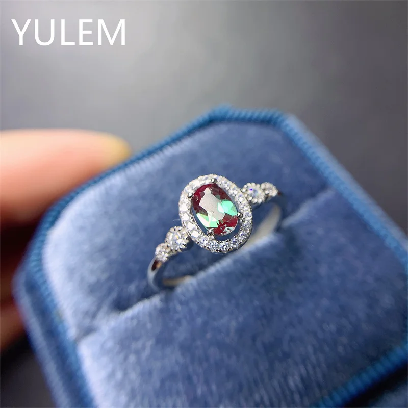 Gorgeous Color 1.0CT LAB Alexander Gemstone Ring for Women Solid 925 Sterling Silver Ring Luxury Engagement Gift Ring