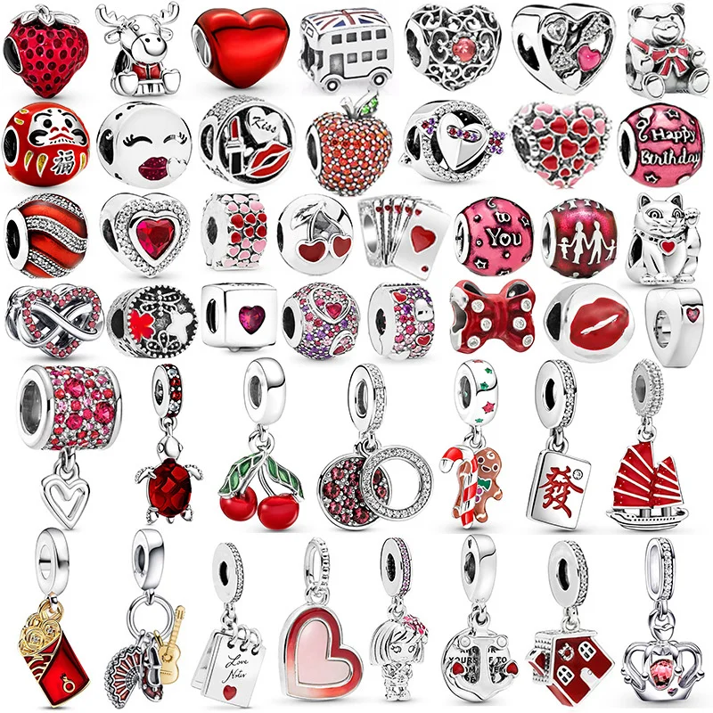 

2024 Ginger Cake People Pendant Alloy Strawberry Love Charms Bracelet Beads String For Pandora DIY Christmas Jewelry Gift