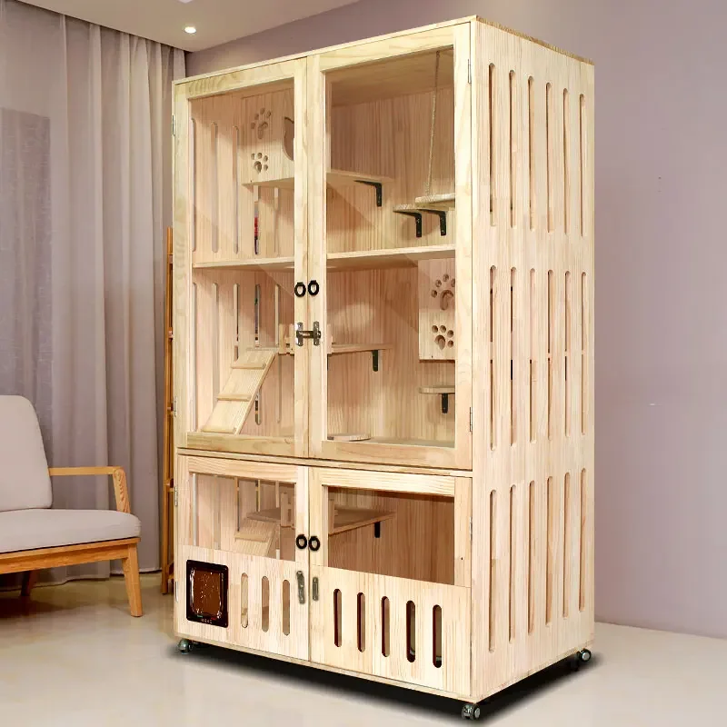 

%a Design KattenKabinet Solid Wood Extra Large Size Closed Air Circulation Comfort Cat Toilet Gato Crash