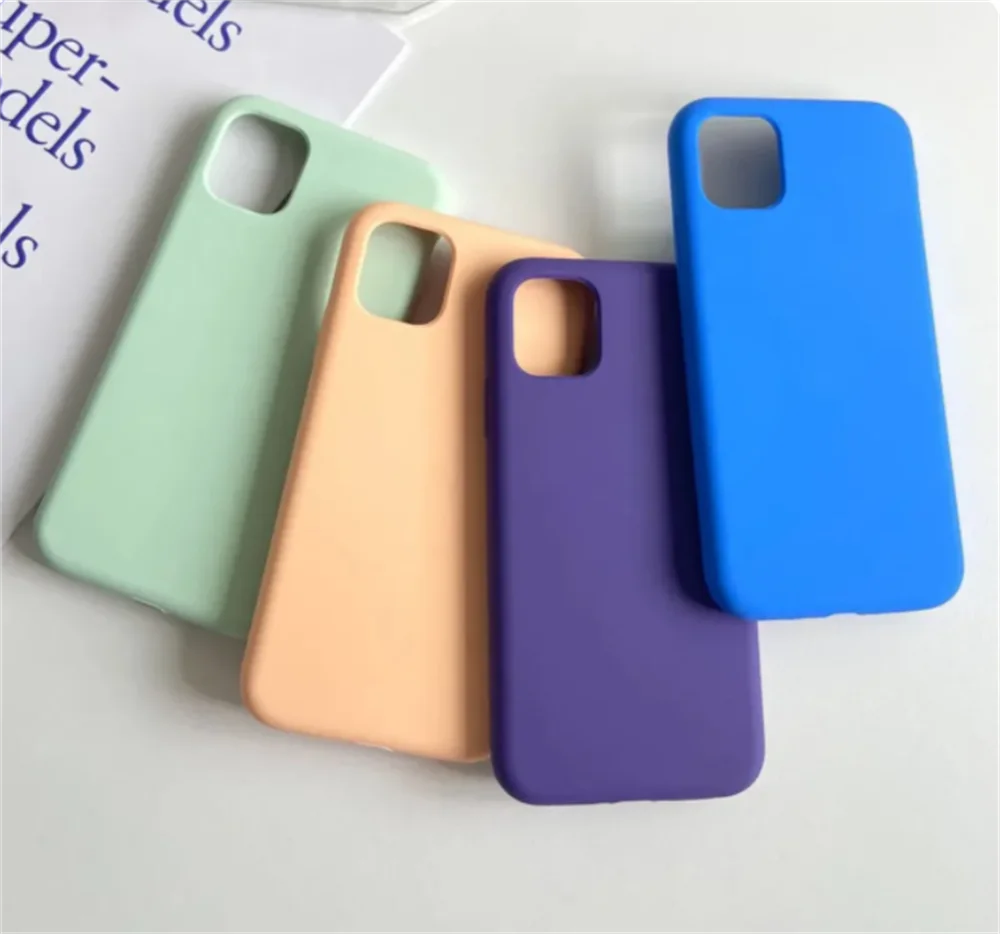 Dixsg Liquid Silicone Phone Case For iPhone 12 13 14 15 11 Pro Max Mini XS X XR 6S 7 8 Plus SE Thin Soft Cover Candy Fundas ﻿