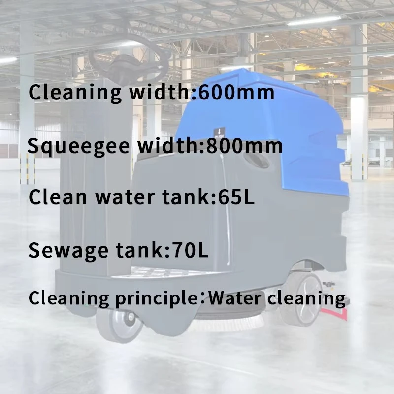 Small Automatic Ride-On Floor Scrubber Commercial Industrial Cleaning Machine for Tiles 24V Electric Industrial Commercial