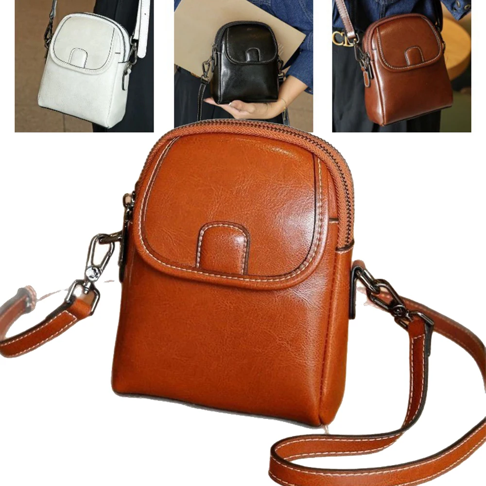 

oil wax leather women's bag new fashionable single shoulder small bag women's phone bag retro soft versatile crossbody bag