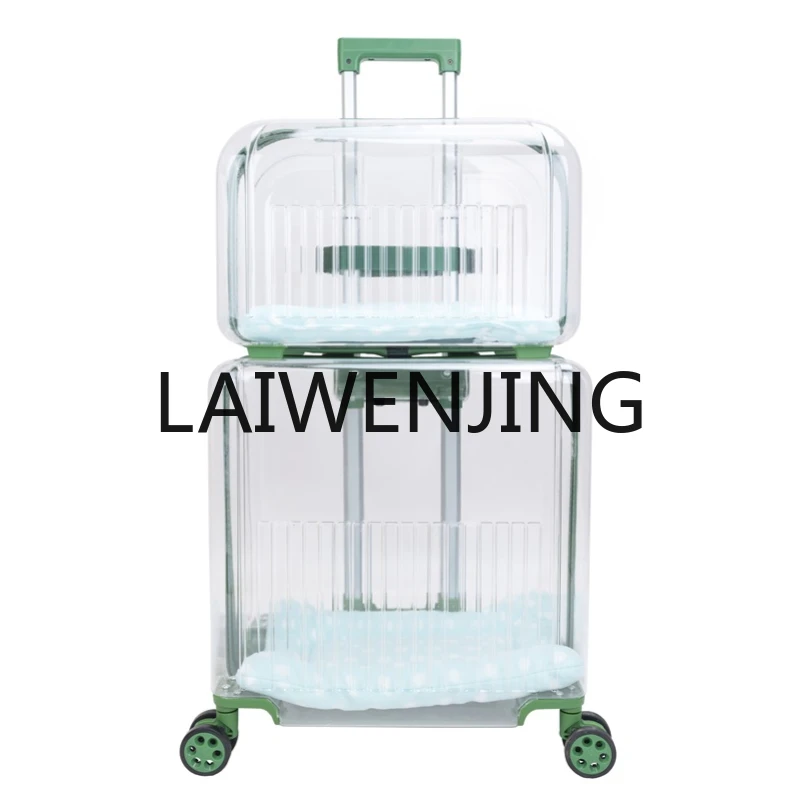 Pet Cat Bag Portable Double-Layer Two Cats Transparent Dog Flight Case Trolley