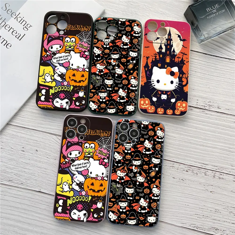 

Halloween Sanrio Hello Kitty Phone Case For iPhone 17 16 15 14 13 12 11 Pro Max Cases For iPhone 17Air 16 Plus 16E XS Back Cover