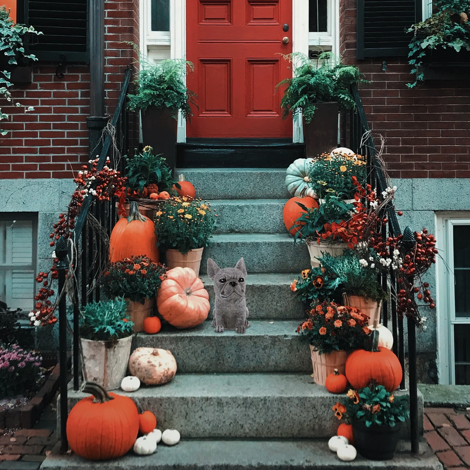 

French Bulldog Statue Resin Sitting Dog Sculpture Outdoor Garden Decor Lawn Patio Bulldog Puppy Sculpture Dog Statue Decor