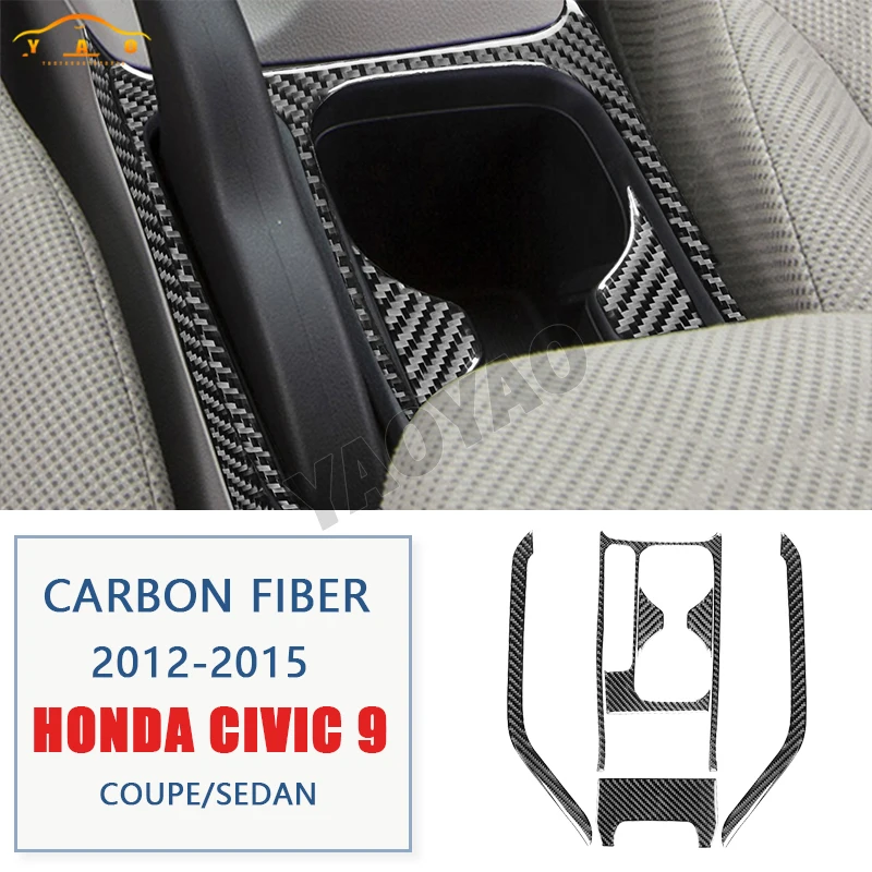 

Carbon Fiber Sticker Water Cup Holder Frame Gear Panel Side Trim Strips Car Accessories For Honda Civic 9 Coupe Sedan 2012-2015