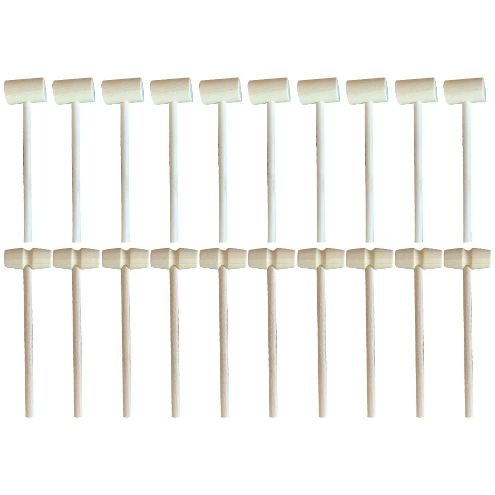 Martillo de madera Natural para niños, Mini mazos suaves y seguros para manualidades Diy, herramientas manuales para juegos de Pascua, 20 Uds.