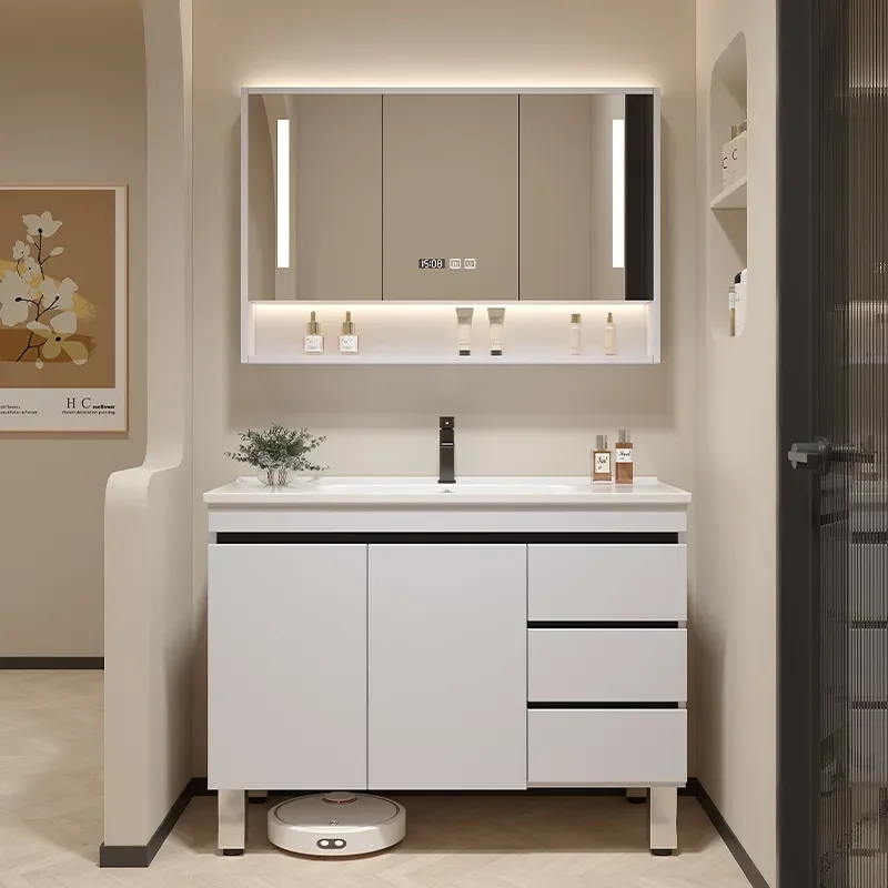 New Household Bathroom Combination Ceramic Integrated Basin Simple Face Wash Basin Toilet Washstand Floor Bathroom Cabinet