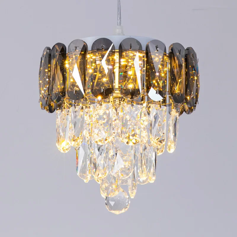 

American Luxury Vintage Crystal Chandelier for Dining Room Kitchen Island Hanging Lamp Round Home Decor Pendant Lighting Fixture