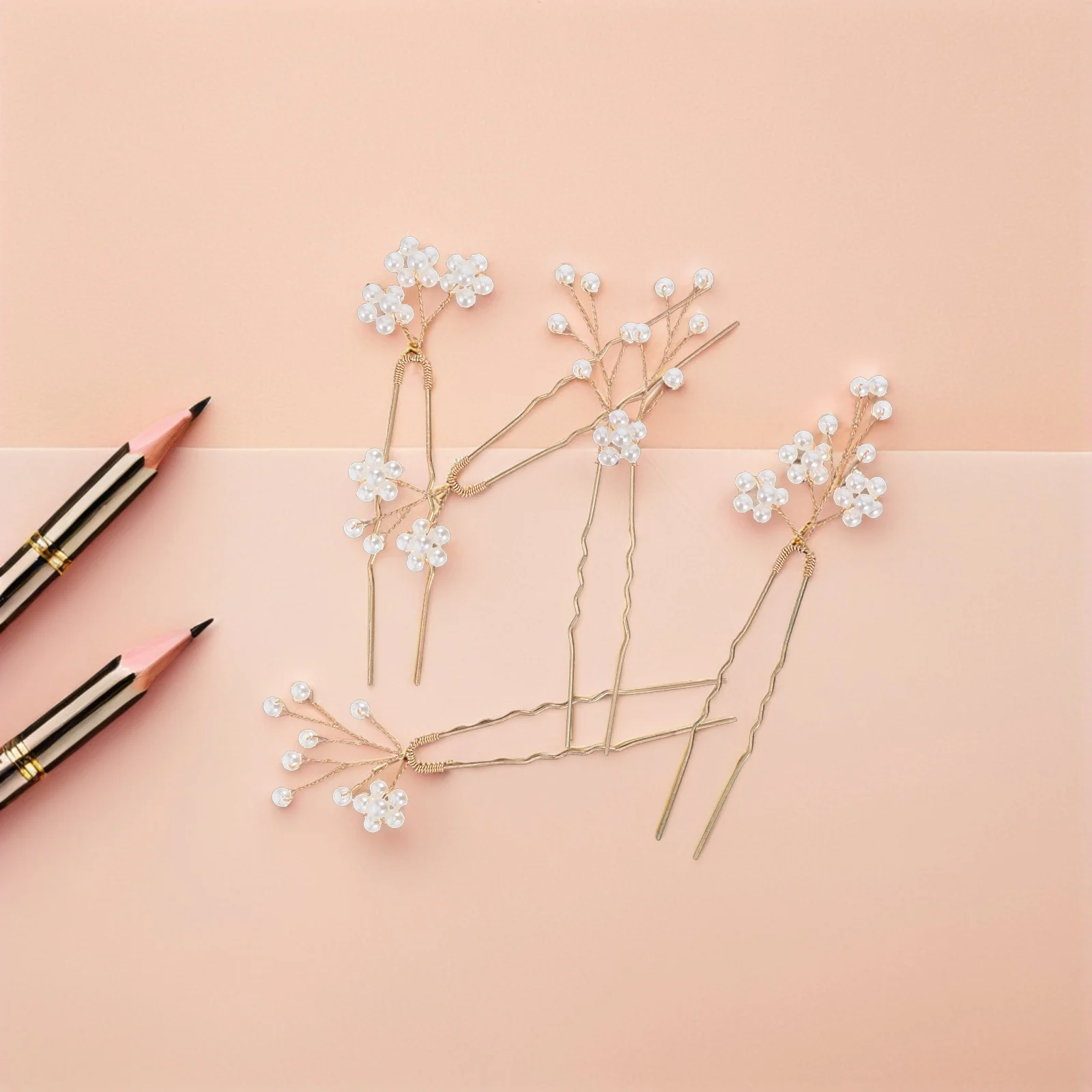 

5pcs Pearl Flower Headdress Hair Clip Headpiece Pearls Pin Clips Wedding Accessories Bridal Hairpins Smooth Edge Long Lasting