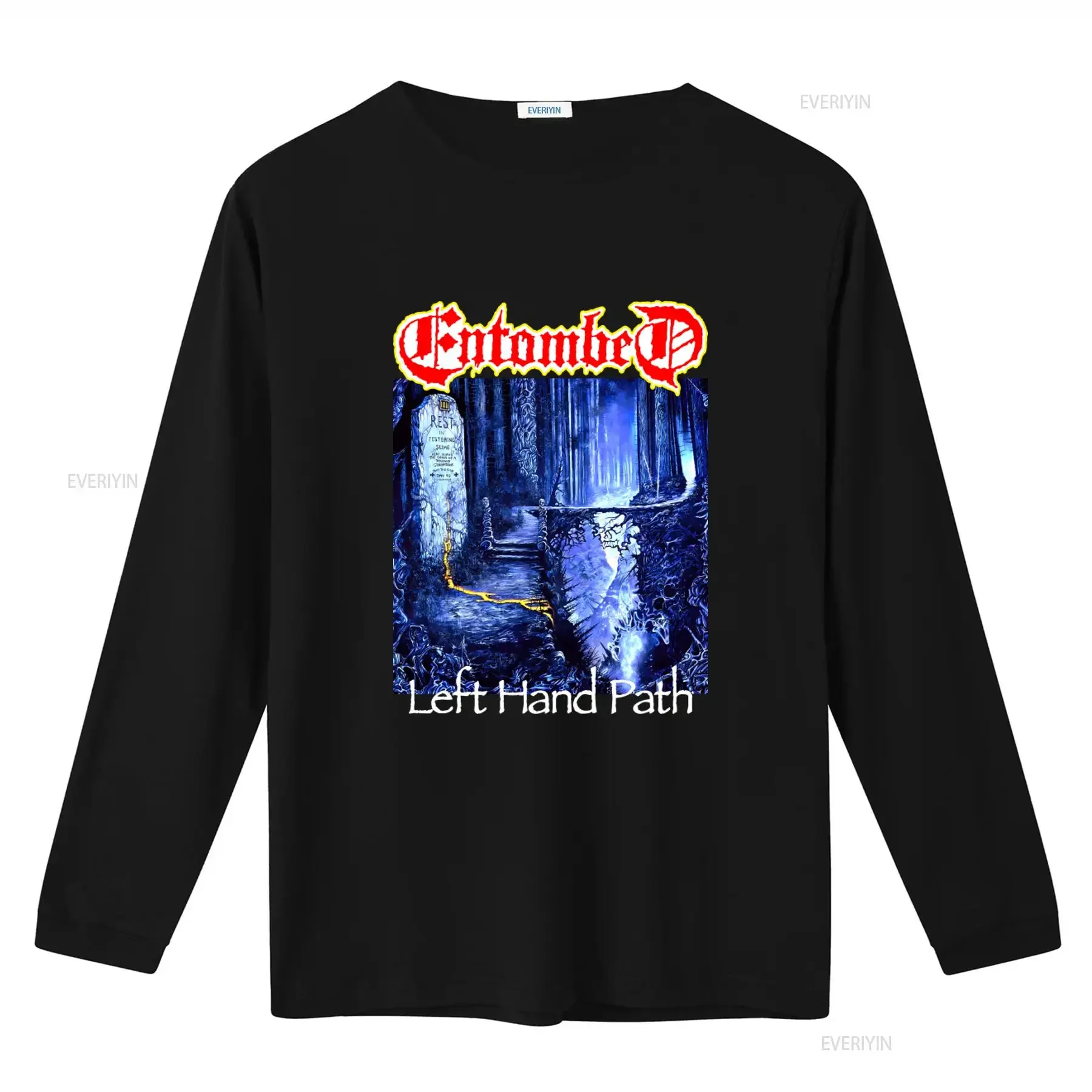 Entombed Left Hand Path T Shirt Black with Dismember Dissection Carnage Artwork vintage Washed Breathable streetwear Slightly