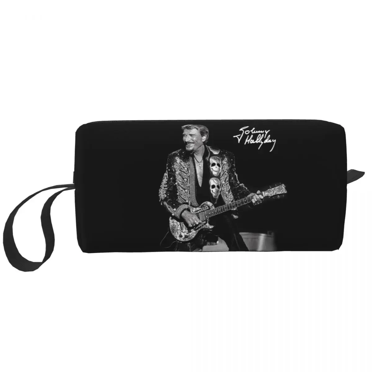 Hallyday Makeup Bag Women Travel Cosmetic Organizer Kawaii French Singer Rock Music Storage Toiletry Bags