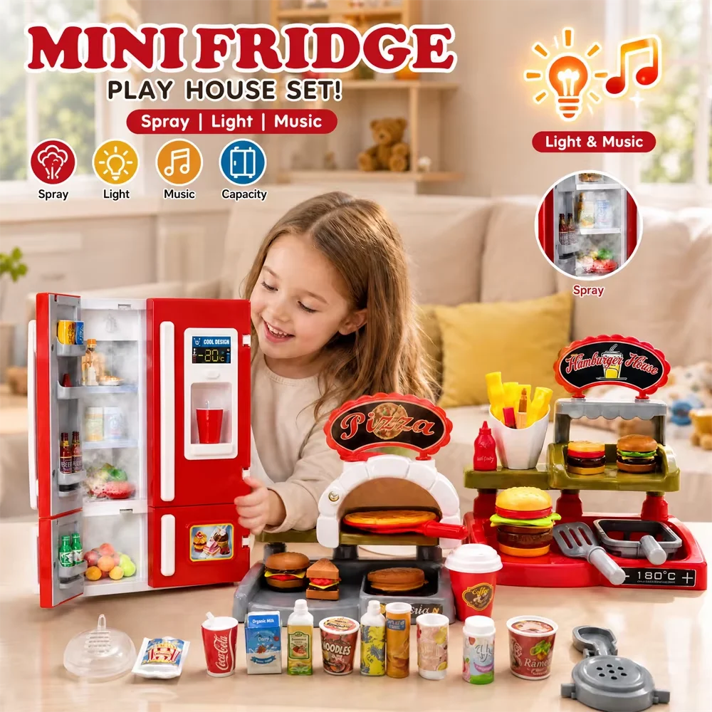 kitchen-pretend-play-house-set-spray-water-vapor-mini-fridge-kitchen-fast-food-burger-fries-dessert-educational-role-play-toys