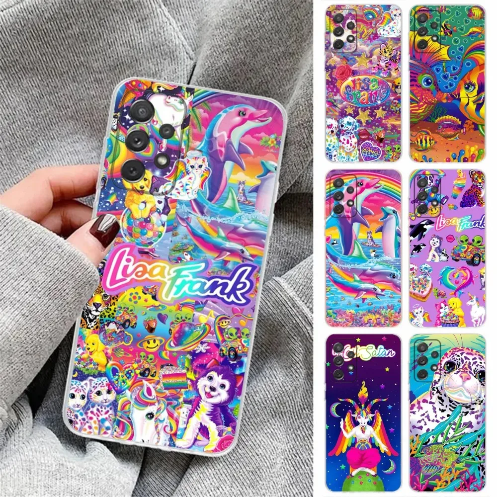 L-Lisa Frank Art Phone Case For Samsung Galaxy,A31,A33,A52,A13,A02,A53,A50,A73,A72,A40,A20,A23,A54,A14,A34 Transparent Cover