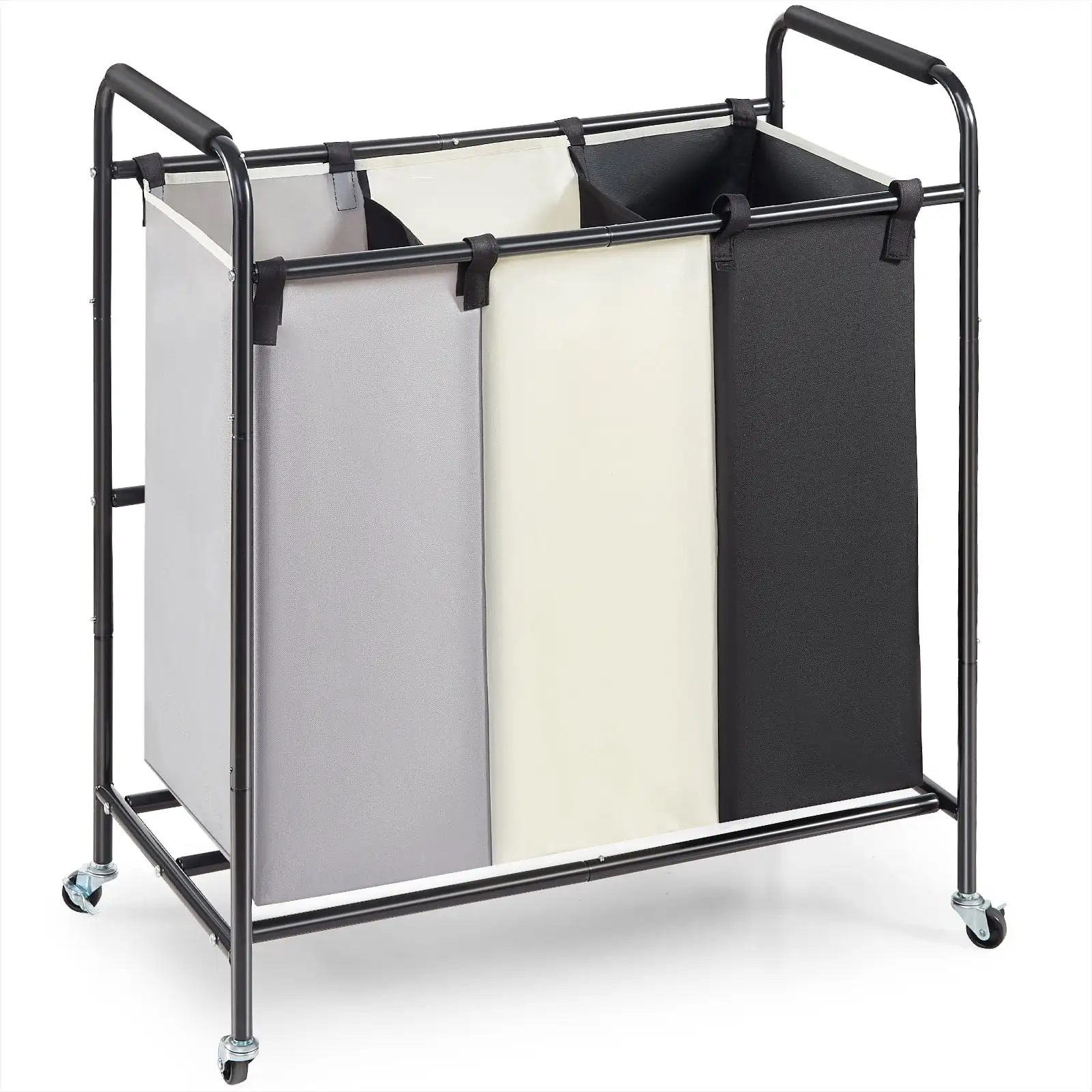 

Laundry Sorter Cart 3-Section Rolling Dirty Clothes Hamper with Wheels & 600D Oxford Fabric Removable Bags for Laundry