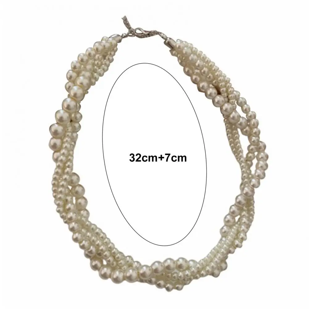 Tangled Faux Pearl Necklace Vintage Multi-layered Faux Pearl Necklace Twisted Tangled Choker Jewelry Luxury Women’s Prom