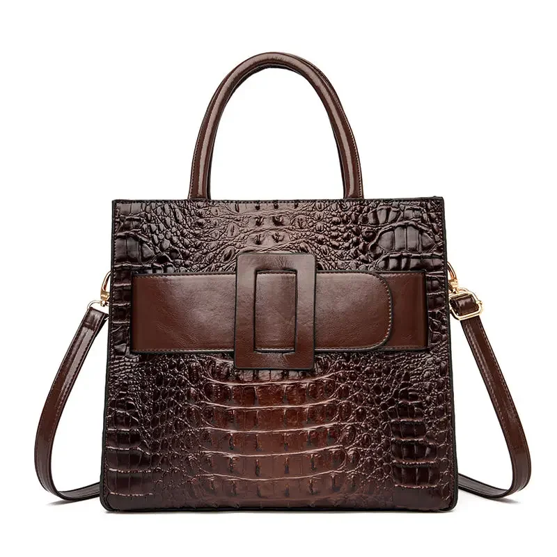 Luxury Designer Brand New High Quality Cowhide Crocodile Print Handbag Women's Trend Retro Shoulder Bag Hot Sale Free Shipping