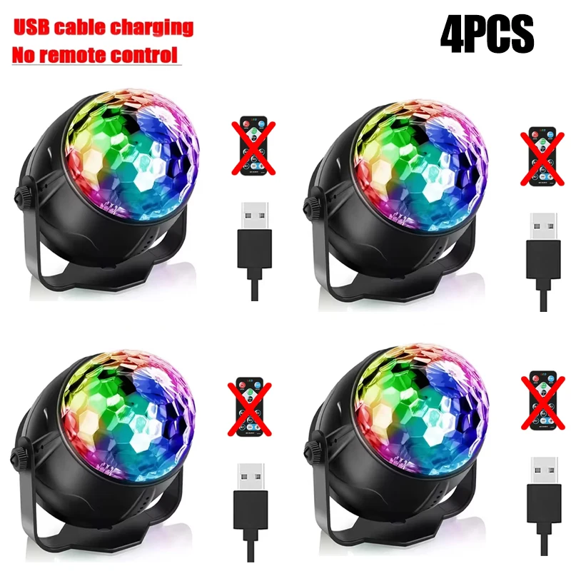 RGB LED Stage Disco Light Roterende DJ Ball Strobe Afstandsbediening Geluidscontrole Magic Dance Car Kerstcadeau Party Club Laser Show Lamp