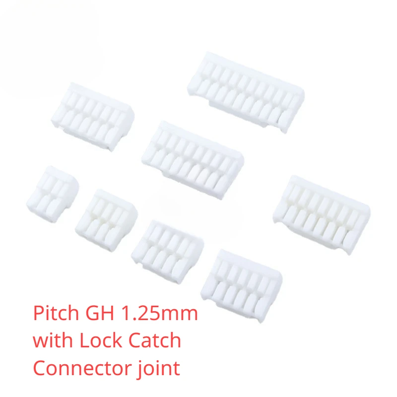 100pcs/Lot Gh1.25 2/3/4/5/6/7/8/10P Rubber Housing 1.25mm Pitch with Lock Catch Connector Joint Terminal connector