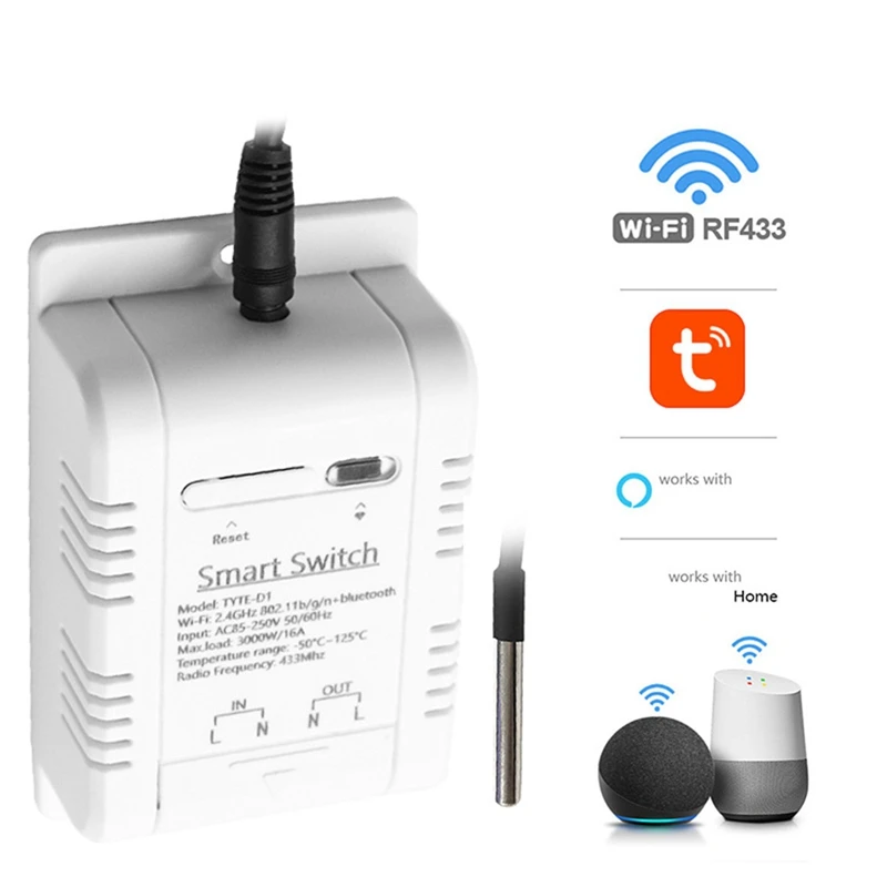 Tuya Wifi Slimme temperatuur-vochtigheidsschakelaar Monitoring Elektriciteitsstatistieken Relais 16A Intelligente thermostaatsensor