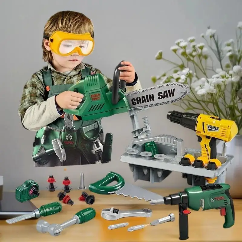 Set di utensili per trapano elettrico divertente ed educativo per bambini con suoni e azione realistici