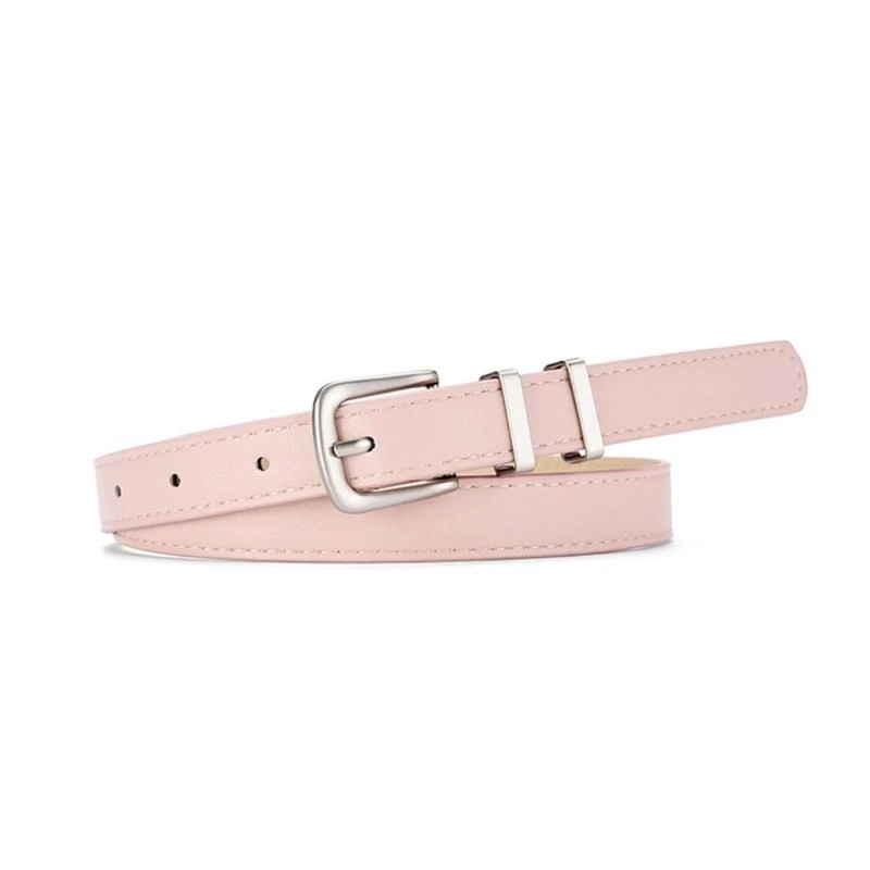 

39BD Womens Waist Belts For Dress Jeans Pants Silver Metal Buckle Thin Belt Waistband